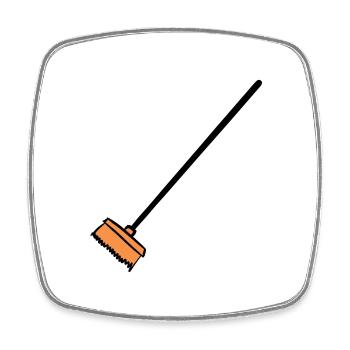 Broom, hand-drawn. Cleaning lady, garbage man - Square fridge magnet - white - Front