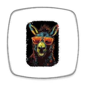 Esel Art Funky Animal Summer Style Sonnenbrille - Viereckiger Kühlschrankmagnet - Weiß - Vorne