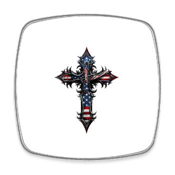 Patriotisches Kreuz Amerikanische Flagge Glaube - Viereckiger Kühlschrankmagnet - Weiß - Vorne