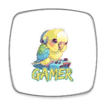 Gaming Wellensittich Gamer Vogel Videospiel - Viereckiger Kühlschrankmagnet - Weiß - Vorne