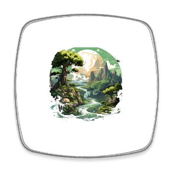 Von der Natur inspirierte landschaftliche Kunst - Viereckiger Kühlschrankmagnet - Weiß - Vorne