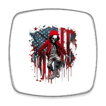 Schädeltanz Patriotische Amerikanische USA Flagge - Viereckiger Kühlschrankmagnet - Weiß - Vorne