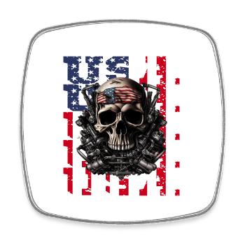 Vintage American Flag Motorrad Patriotisch - Viereckiger Kühlschrankmagnet - Weiß - Vorne