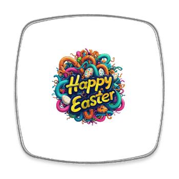 Frohe Ostern Bunte Eierjagd Osterkorb für Kinder - Viereckiger Kühlschrankmagnet - Weiß - Vorne