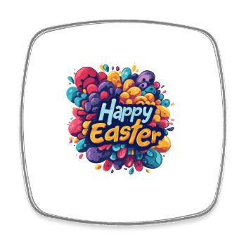 Frohe Ostern Bunte Eierjagd Osterkorb für Kinder - Viereckiger Kühlschrankmagnet - Weiß - Vorne