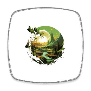 Von der Natur inspirierte landschaftliche Kunst - Viereckiger Kühlschrankmagnet - Weiß - Vorne