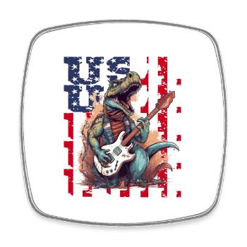 Patriotischer Musikliebhaber Dino Amerika - Viereckiger Kühlschrankmagnet - Weiß - Vorne