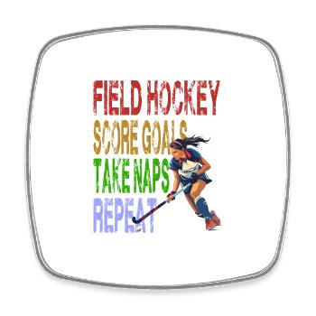 Field Hockey Score Goals Take Naps Repeat - Viereckiger Kühlschrankmagnet - Weiß - Vorne