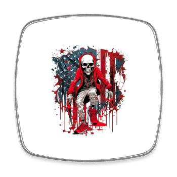 Schädeltanz Patriotische Amerikanische USA Flagge - Viereckiger Kühlschrankmagnet - Weiß - Vorne