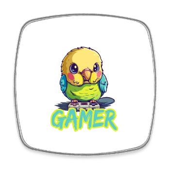Gaming Wellensittich Gamer Vogel Videospiel - Viereckiger Kühlschrankmagnet - Weiß - Vorne