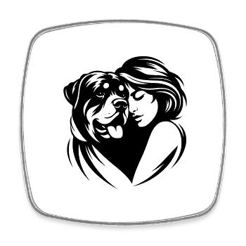 Rottweiler Mom - dogmom Vektor Design - Viereckiger Kühlschrankmagnet - Weiß - Vorne