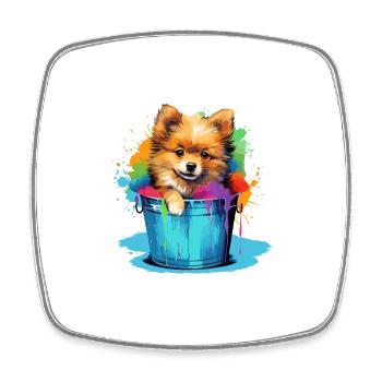 Zwergspitz Niedlicher Pomeranian Hund Farbeimer - Viereckiger Kühlschrankmagnet - Weiß - Vorne