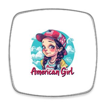 Patriotisches Amerikanisches Mädchen USA für - Viereckiger Kühlschrankmagnet - Weiß - Vorne