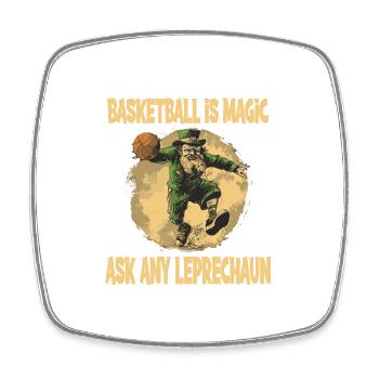 Basketball is my Magic ask my Leprechaun - Viereckiger Kühlschrankmagnet - Weiß - Vorne