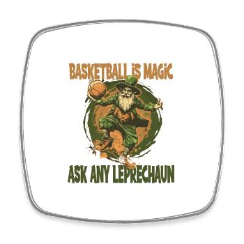 Basketball is my Magic ask my Leprechaun - Viereckiger Kühlschrankmagnet - Weiß - Vorne