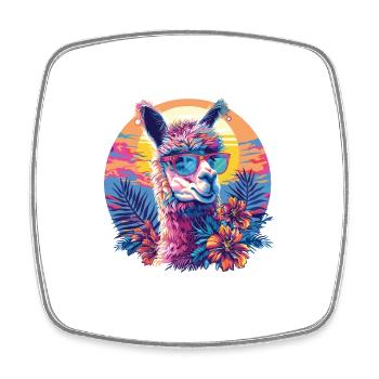 Alpaka Lama Blumen für Alpakaliebhaber - Viereckiger Kühlschrankmagnet - Weiß - Vorne