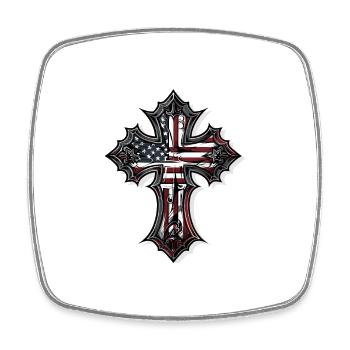 Patriotisches Kreuz Amerikanische Flagge Glaube - Viereckiger Kühlschrankmagnet - Weiß - Vorne