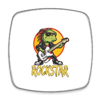 Reptil-Musiker mit E-Gitarre - Viereckiger Kühlschrankmagnet - Weiß - Vorne