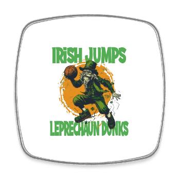 Irish Jumps Leprechaun Basketball - Viereckiger Kühlschrankmagnet - Weiß - Vorne