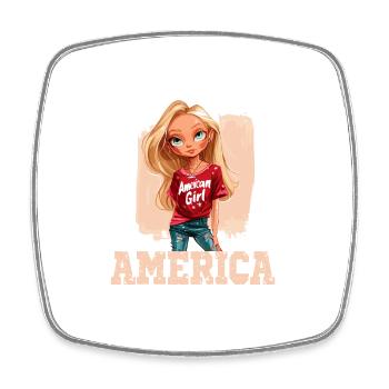 Patriotisches Amerikanisches Mädchen USA für - Viereckiger Kühlschrankmagnet - Weiß - Vorne