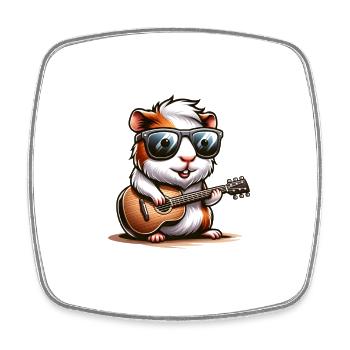 Coole Sonnenbrille Meerschweinchen spielt Gitarre - Viereckiger Kühlschrankmagnet - Weiß - Vorne