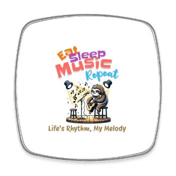 Eat Sleep Music Repeat Faultier für einen - Viereckiger Kühlschrankmagnet - Weiß - Vorne