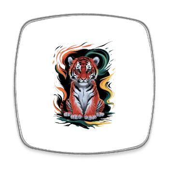 Lustiger Tiger für Kinder für Kinder - Viereckiger Kühlschrankmagnet - Weiß - Vorne