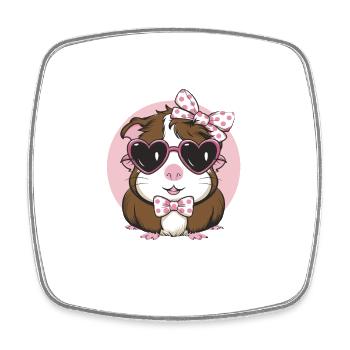 Coole Meerschweinchen mit Herz-Sonnenbrille - Viereckiger Kühlschrankmagnet - Weiß - Vorne