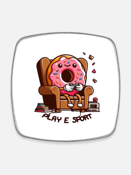 Play Donut - Viereckiger Kühlschrankmagnet - Weiß