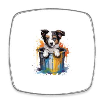 Border Collie Hund Hunderasse - Viereckiger Kühlschrankmagnet - Weiß - Vorne