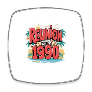 Retro Reunion 1990 Kassette Sunset Beach - Viereckiger Kühlschrankmagnet - Weiß - Vorne
