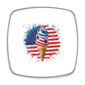 Patriotische amerikanische Flagge Eiscreme-Tüte - Viereckiger Kühlschrankmagnet - Weiß - Vorne