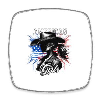 Patriotisches Amerikanisches Mädchen USA für - Viereckiger Kühlschrankmagnet - Weiß - Vorne