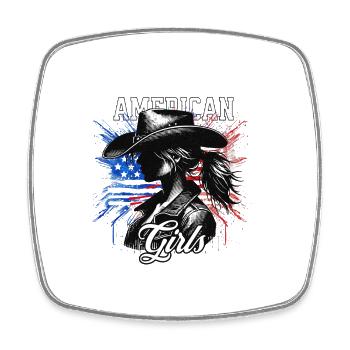 Patriotisches Amerikanisches Mädchen USA für - Viereckiger Kühlschrankmagnet - Weiß - Vorne