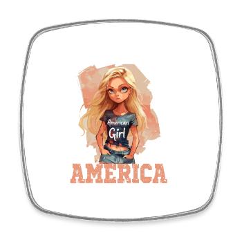 Patriotisches Amerikanisches Mädchen USA für - Viereckiger Kühlschrankmagnet - Weiß - Vorne