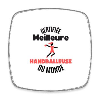certifiée meilleure handballeuse - Magnet carré - blanc - Devant