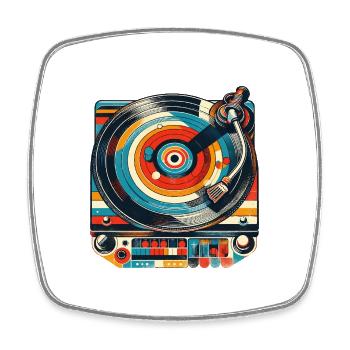 retro record player music lp vinyl record old - Square fridge magnet - white - Front