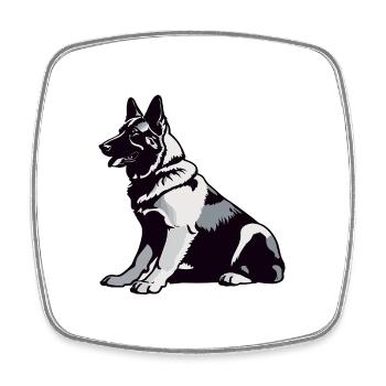 Sitting German Shepherd - Pet Sticker - Square fridge magnet - white - Front