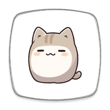 Blobby Cat - Cute Cat Pet Comic - Square fridge magnet - white - Front