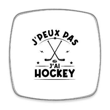 Je Peux Pas J'ai Hockey - Magnet carré - blanc - Devant