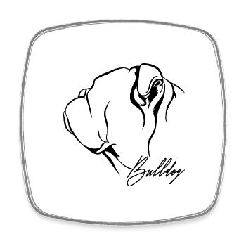 BULLDOG Profile Dogs Dog Wilsigns - Square fridge magnet - white - Front