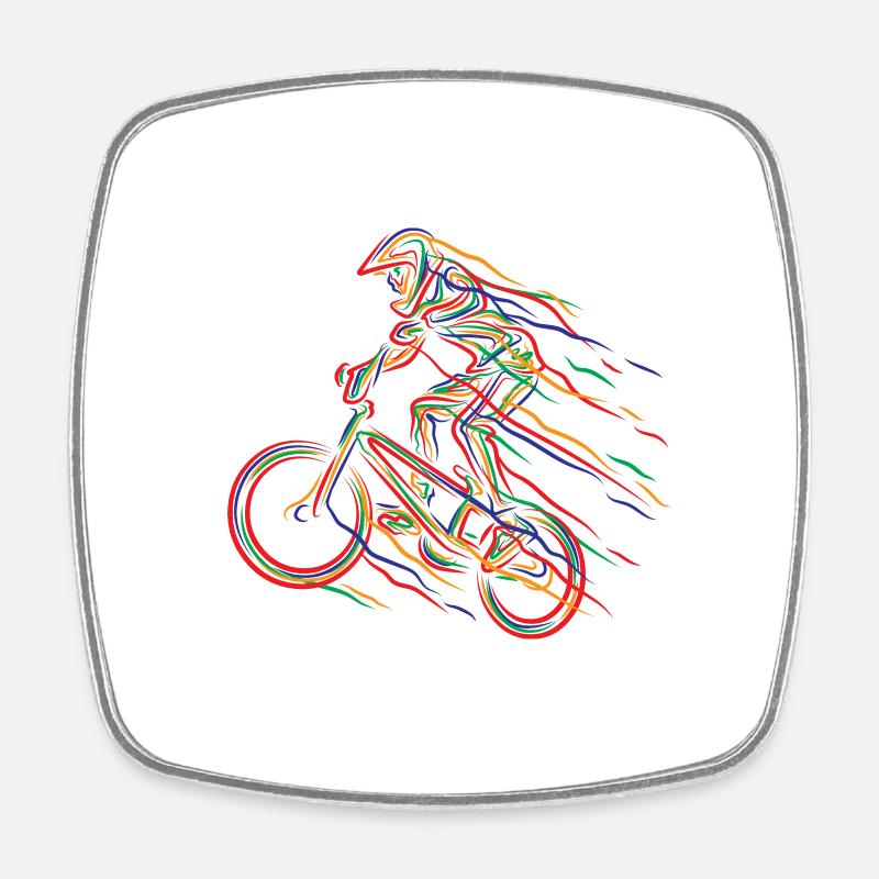 BMX Bunte Farbe Grafik Biker Freestyle Racing - Viereckiger Kühlschrankmagnet - Weiß