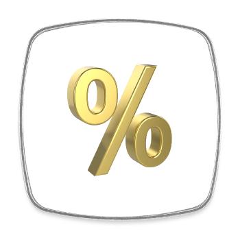 Prozentzeichen Gold 3D - Viereckiger Kühlschrankmagnet - Weiß - Vorne