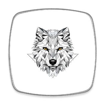 Wolf Geometrisch - Viereckiger Kühlschrankmagnet - Weiß - Vorne