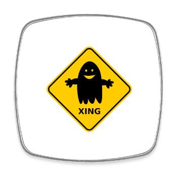 Warnschild "Gespenster / Ghosts Xing" - Viereckiger Kühlschrankmagnet - Weiß - Vorne