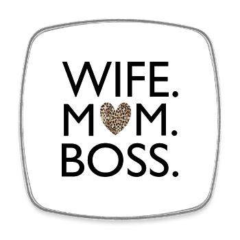 WIFE MOM - Viereckiger Kühlschrankmagnet - Weiß - Vorne