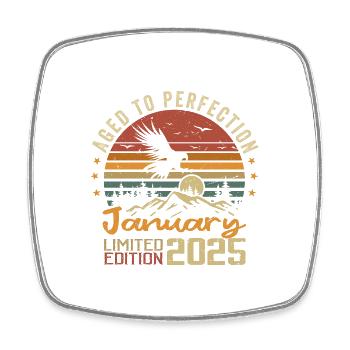 Janvier 2025 Rétro Anniversaire Vintage Cadeau - Magnet carré - blanc - Devant