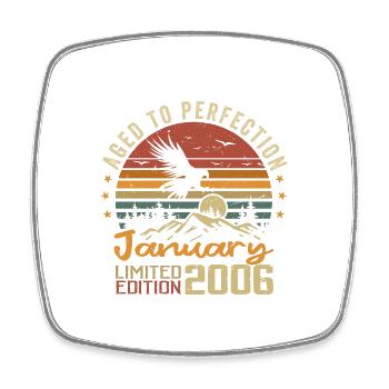 Janvier 2006 Rétro Anniversaire Vintage Cadeau - Magnet carré - blanc - Devant