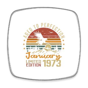 Januar 1973 Retro Vintage Geburtstagsgeschenk - Viereckiger Kühlschrankmagnet - Weiß - Vorne
