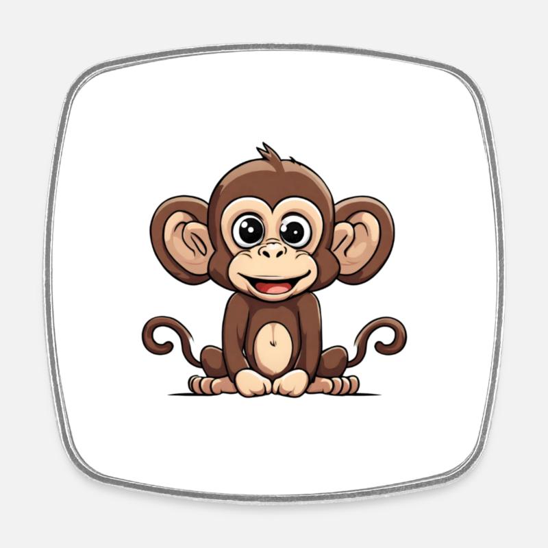 dessin animé singe design mignon - Magnet carré - blanc